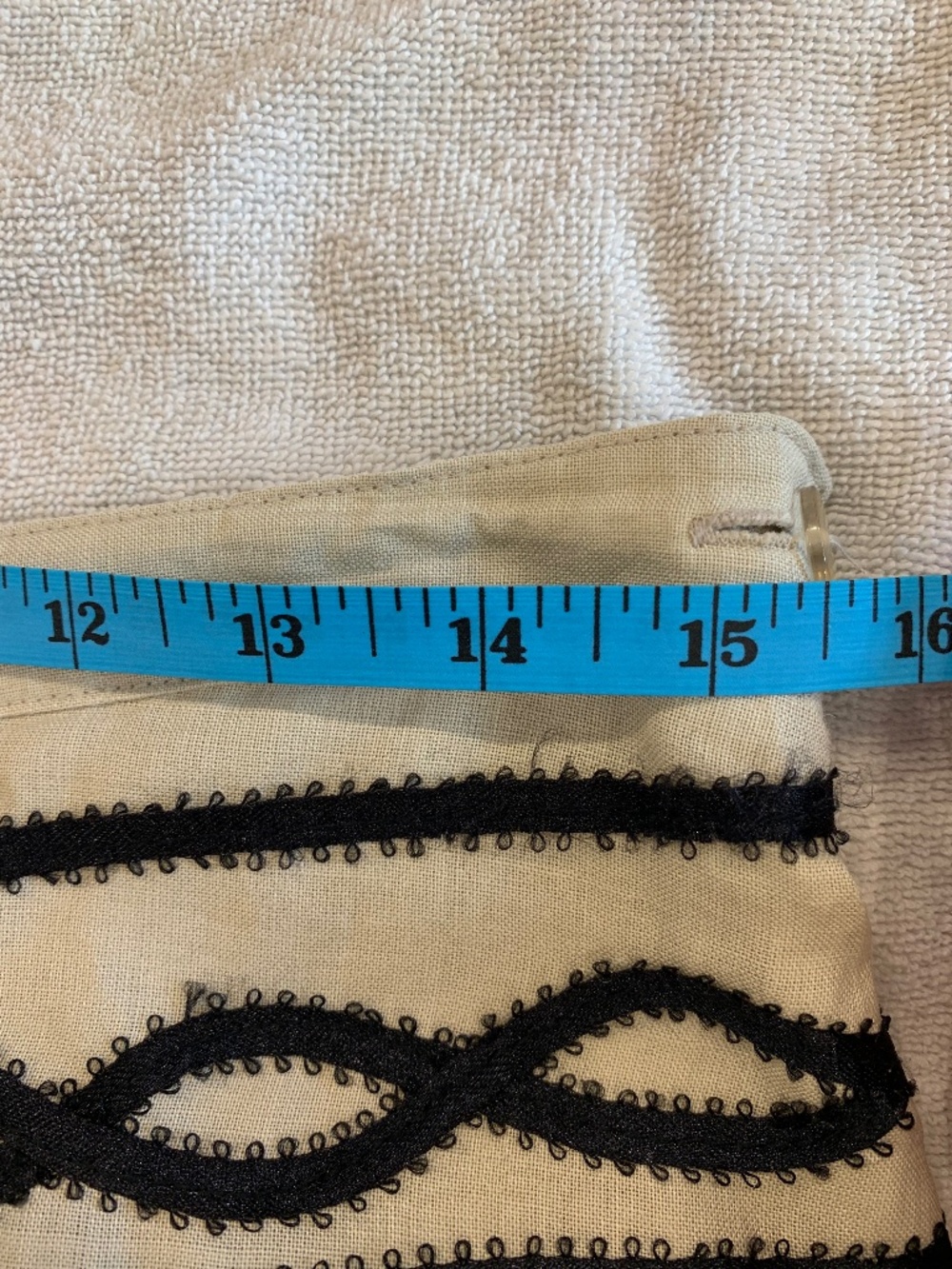 Women’s Embroidered A-Line Skirt in Cream and Black - Picture 7 of 9